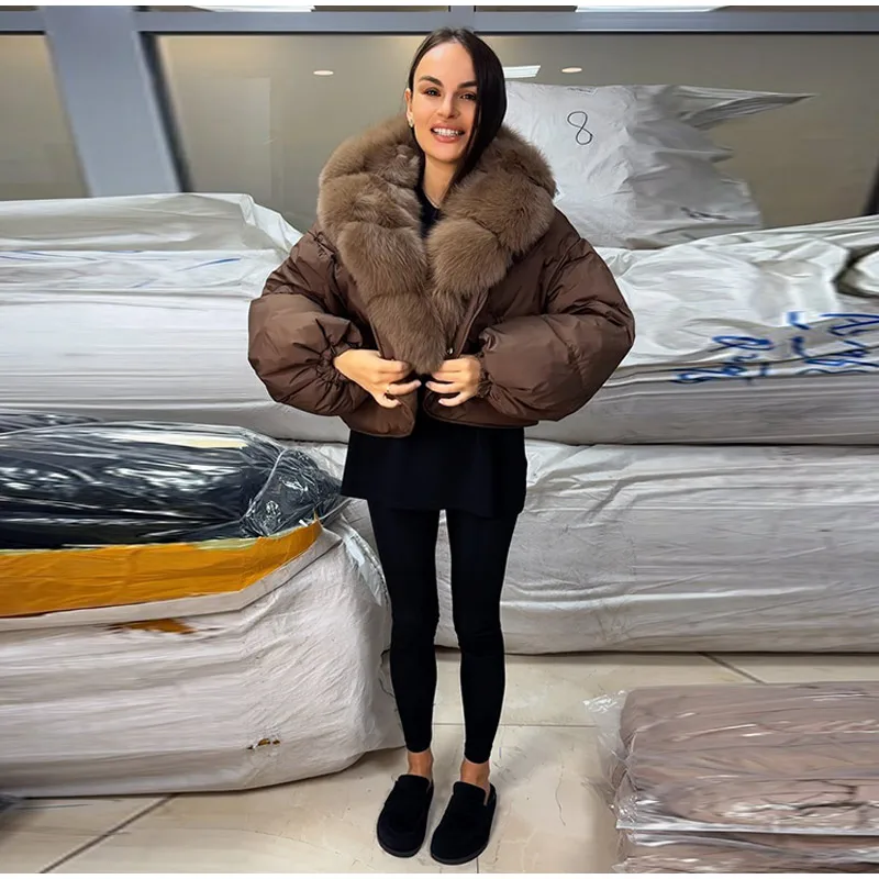 Warm Fur Collar Cotton Coats Women's Green Lapel Zipper Full Sleeve Padded Jacket Overcoat 2026 Winter New Lady Loose Streetwear