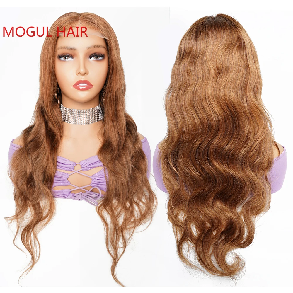 Gengibre marrom onda do corpo perucas dianteiras do laço cabelo humano 4x4 peruca de fechamento de renda transparente para as mulheres qualidade remy cabelo ruivo mogul cabelo