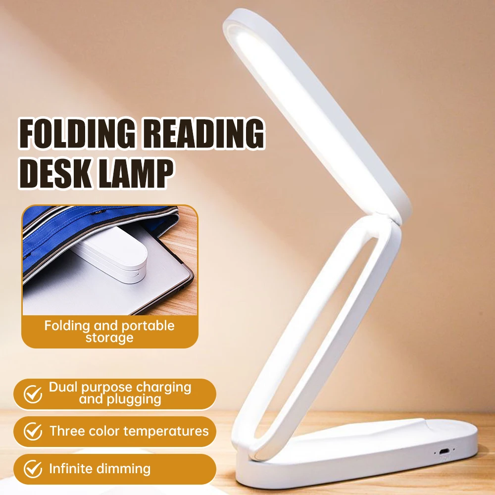 

LED Reading Lamp Foldable Desk Light Eye Protection Study Work Light Rechargeable Table Lamp Dimmable Bedside Night Light