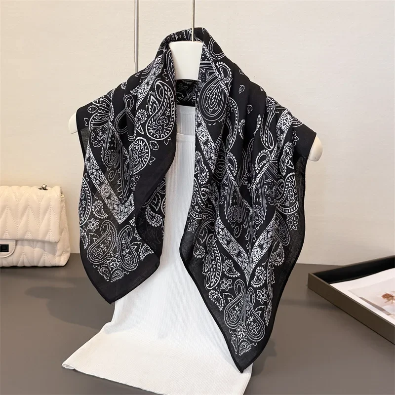 

Luxury Cashew Print Hairbands Women Scarf Cotton Linen Feeling Bandana Neck Kerchief Head Bands Foulard Female Scarfs