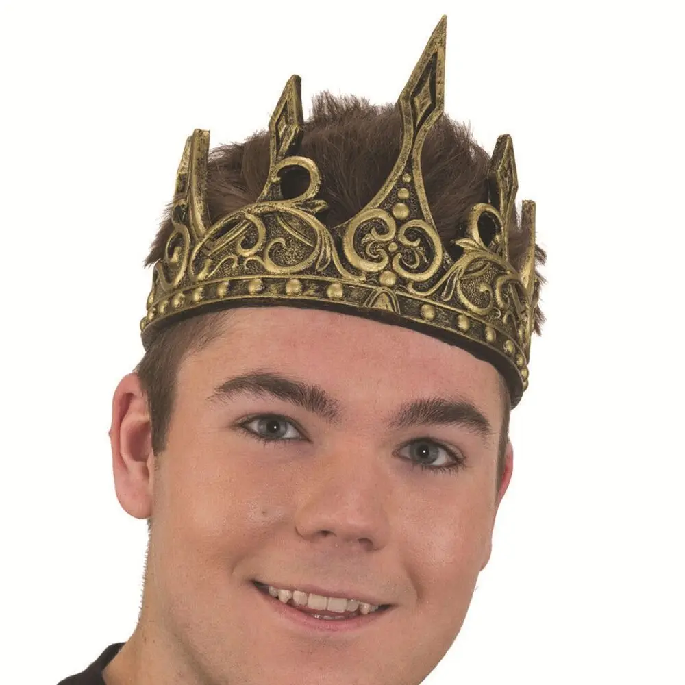 

Simple Bar Mitzvah Crown King Crown Hair Hoop Headband PU Prince Crowns Cosplay Pros Hair Accessories Round Tiaras Wedding