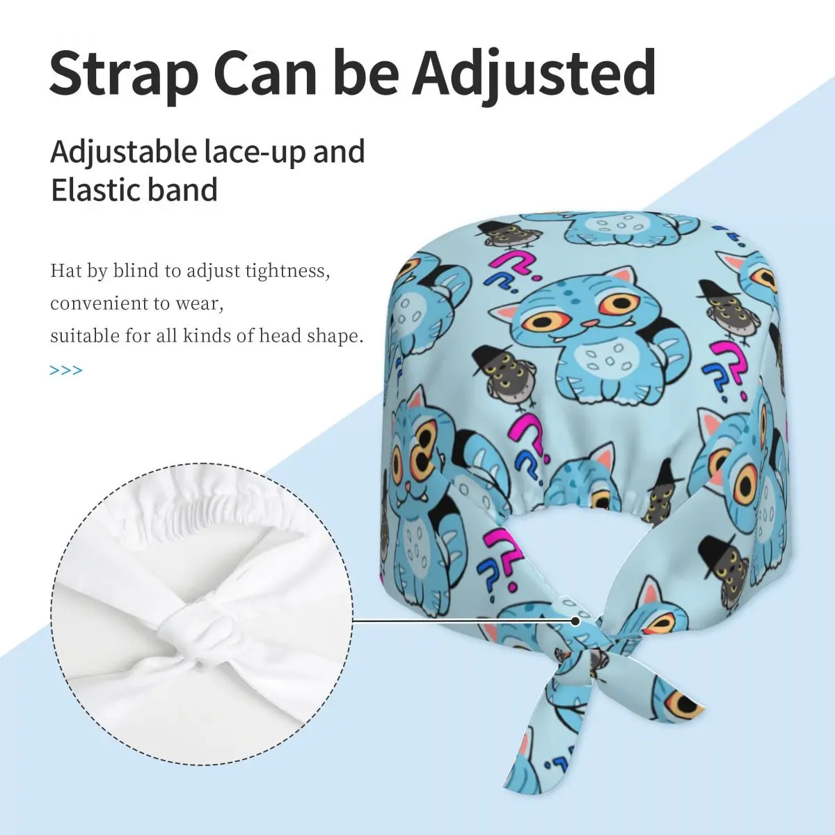 Czapka medyczna robocza KPop Demon Hunters, czapka pielęgniarska unisex damska, modna czapka medyczna z motywem niebieskiego tygrysa i ptaka, miękka, elastyczna, do długich włosów.