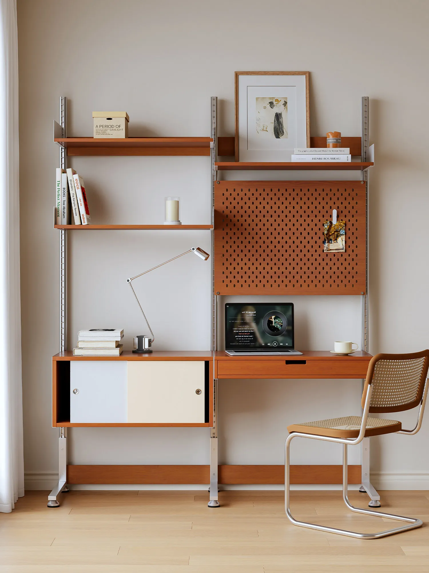 Miller unit retro wall system shelf combination bookcase TV wall open floor storage rack baffle