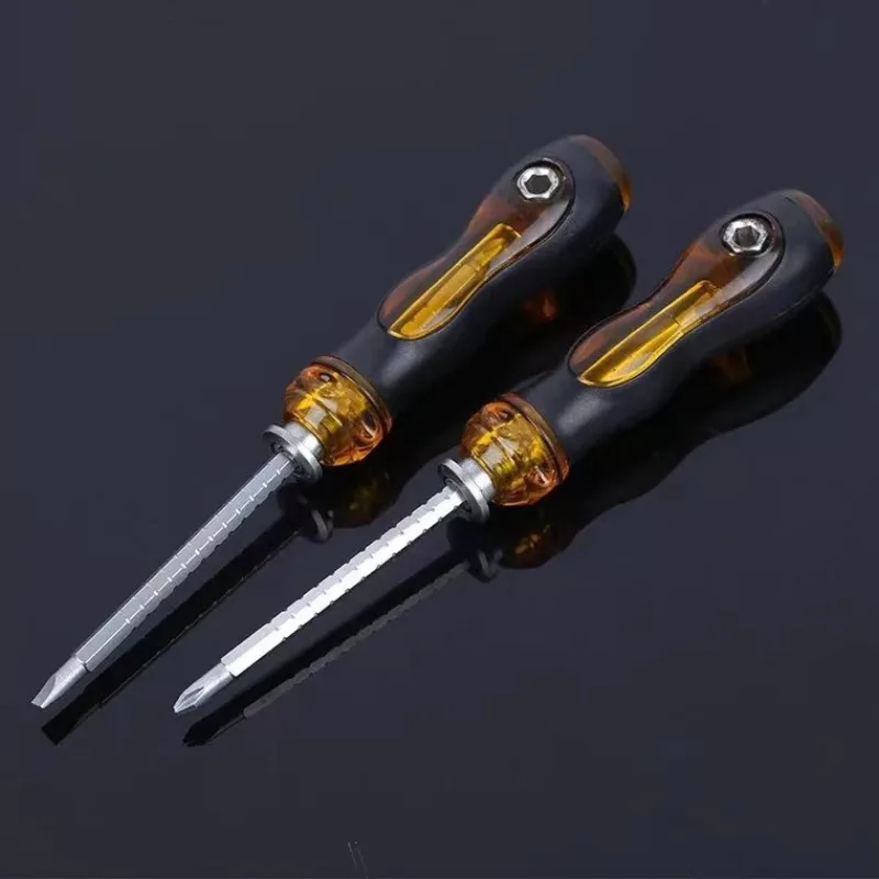 1PC Telescopic Dual-purpose Ratchet Screwdriver Slotted Phillips Multi-function Screwdriver with Magnetic Cone for Home Use