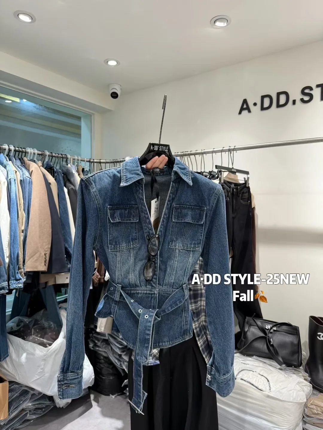 

Dongda Gate Autumn New Sle Korean Versatile Single Button Design Waist-Cinching Collar ort Denim Jaet Women