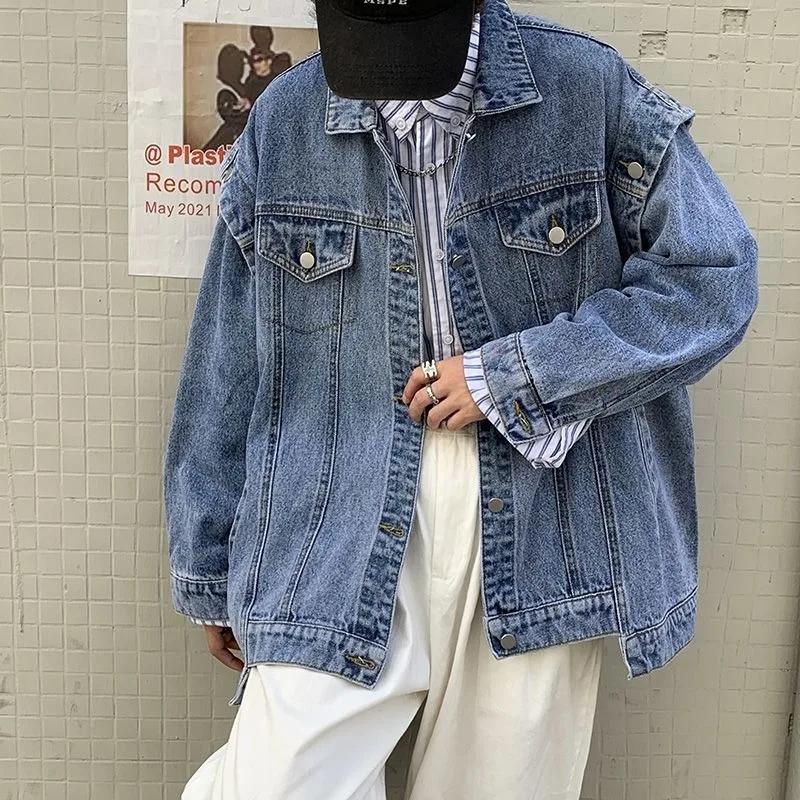 

Korea Loose Cowboy Coat for Men Autumn Denim Jackets Man Cowgirl Korean Popular Clothes High Quality Menswear Branded Clothing