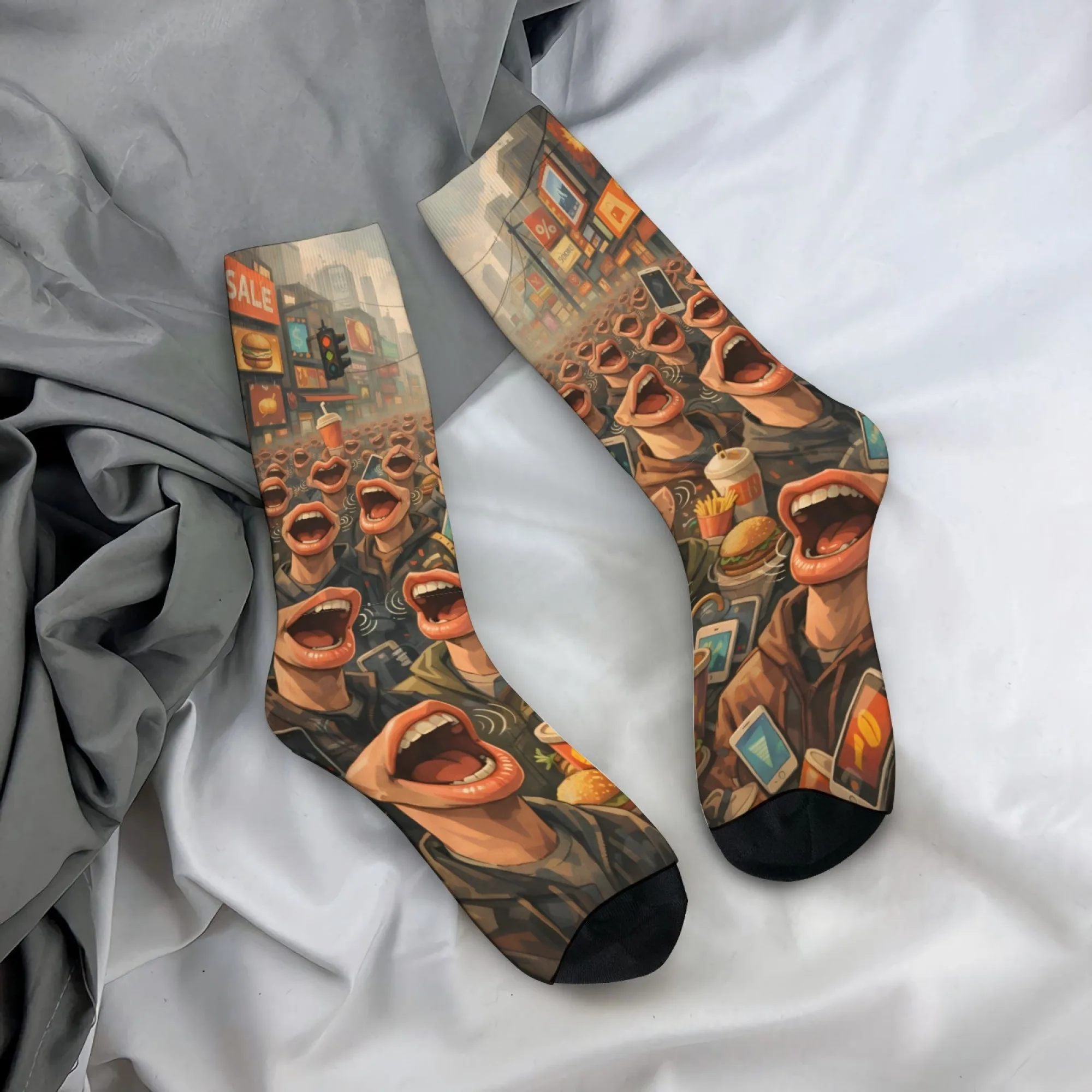Novel and stylish urban-style men's socks, comfortable, breathable, non-slip, casual, perfect for parties and holidays.