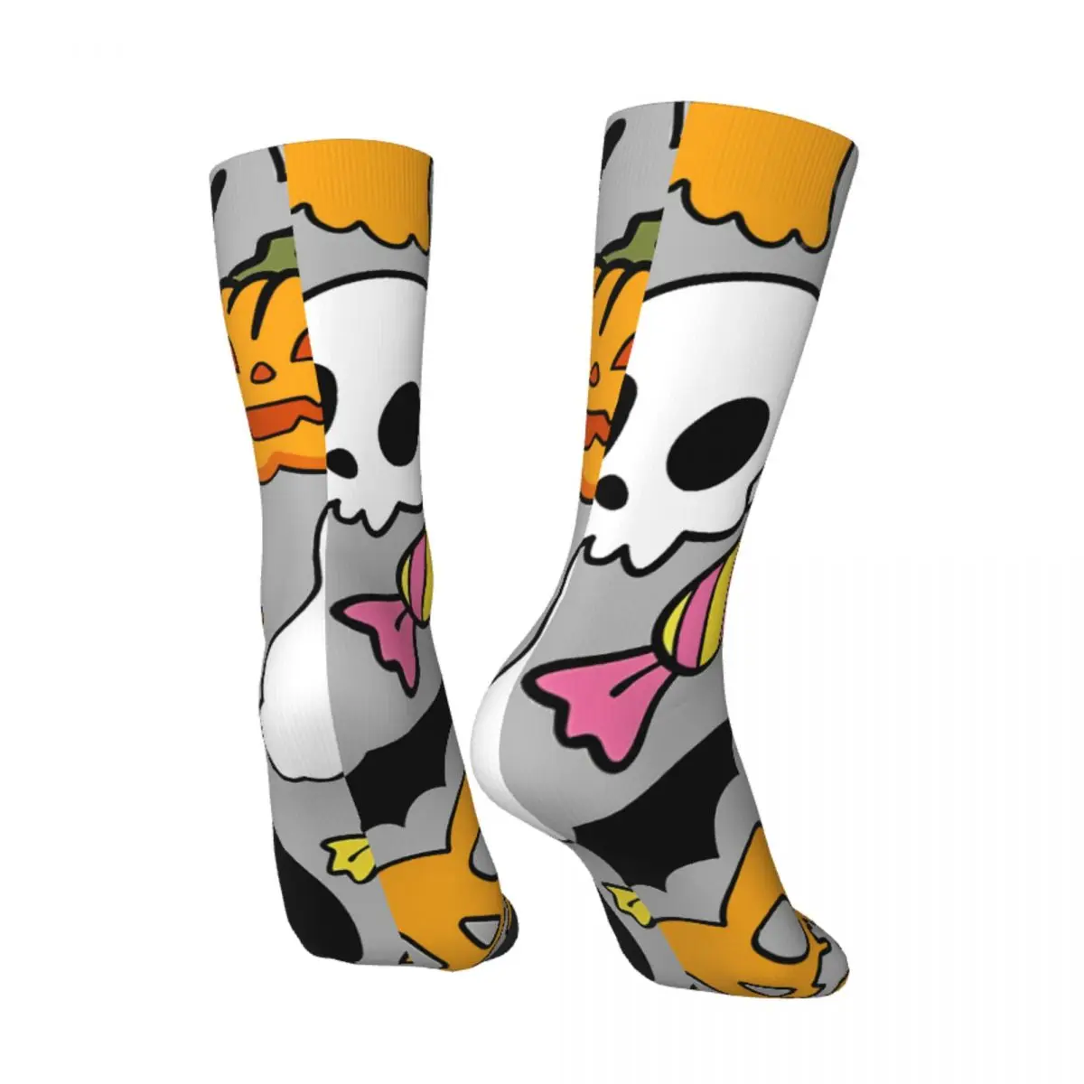 Funny Crazy Sock for Men Spooky Season Hip Hop Harajuku Halloween Seamless Pattern Printed Boys Crew Sock Novelty Gift