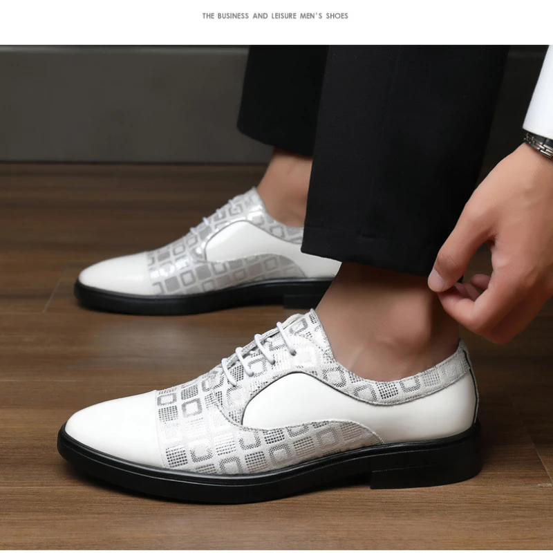 

High Quality Men Wedding Shoes Fashion Bright Leather Dress Formal Shoes for Men High Heel Oxford Shoes Chaussure Homme