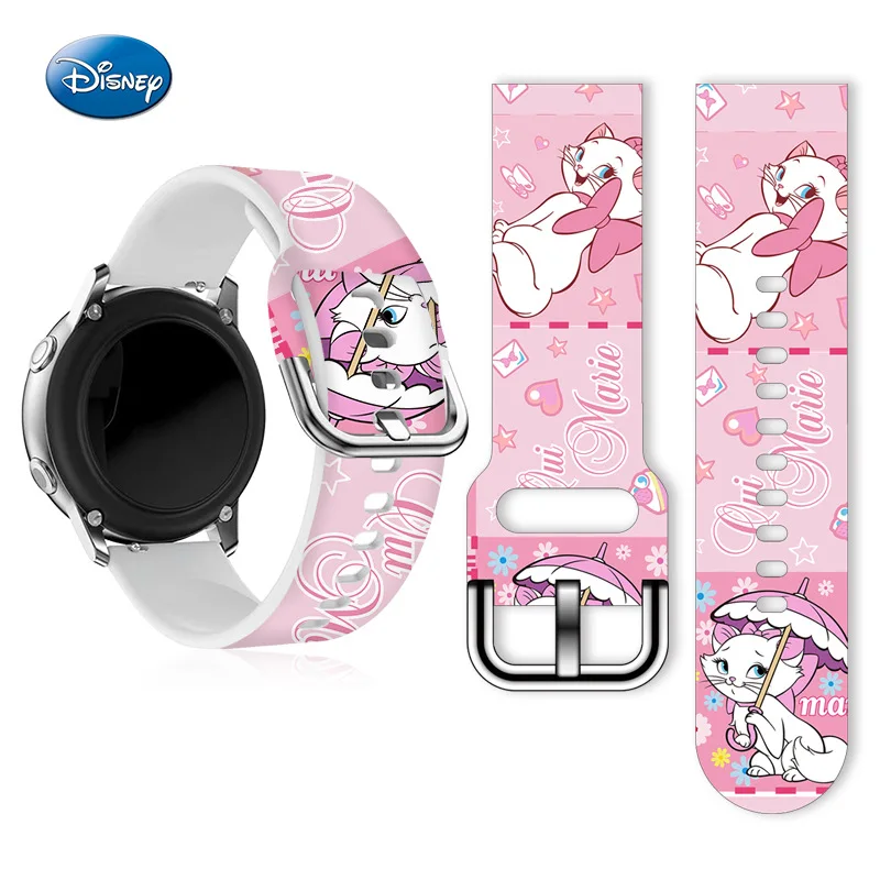 Disney The Aristocats Marie Cat Printed Silicone Strap For Samsung Huawei GT Watch FB-Versa 22 20MM Watch Band Cartoon Bracelet