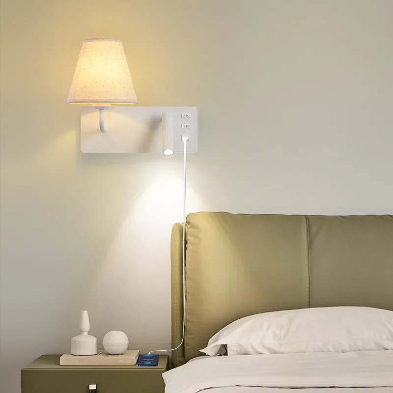 

Modern Minimalist Indoor Bedside Reading Wall Lamp LED Eye Protection Reading Lamp Nordic Wall Lamp With USB Switch