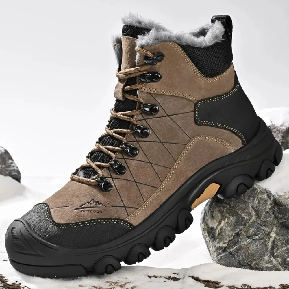 

2025 Winter Cotton-padded Warm Men's Outdoor High-top Hiking Shoes, Men's Sports Shoes, Anti-slip Sports Shoes, Breathable Boots