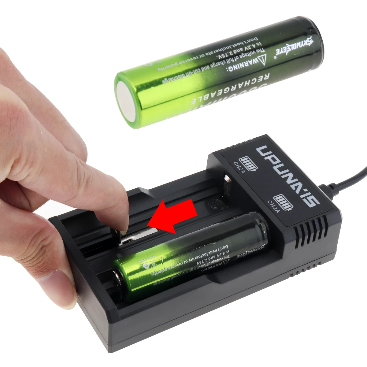 Ch2a porta usb slots duplos carregador de bateria universal eletrônico portátil adequado para 26650 18650 18500 18350 17670 16340 10440