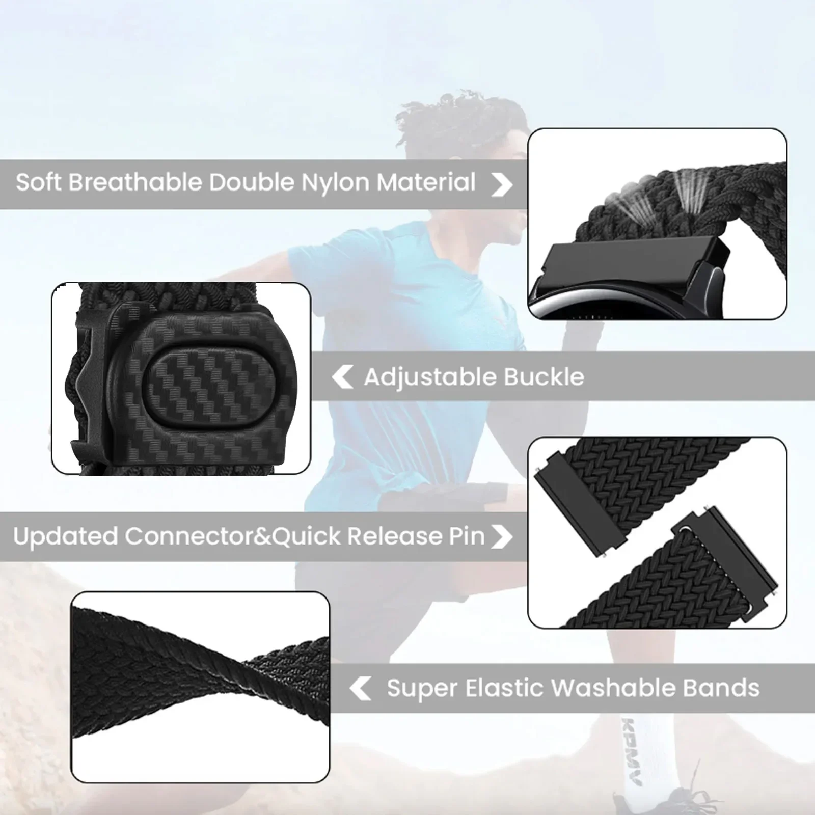 Elastische nylon banden voor Huawei Watch Fit 2-band, plastic gesp verstelbare nylon band