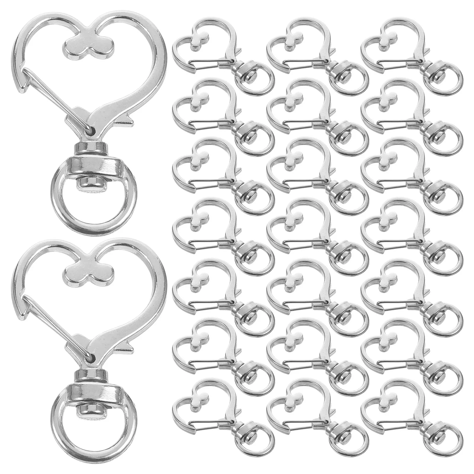 

50 pcs Heart Shaped Keychains Silver Color Keychain Buckle Hanging Key Rings Women Durable Premium Alloy Perfect For Keys Bags