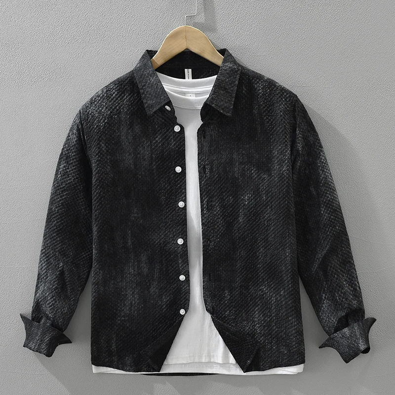 

Мужская модная рубашка из полиэстера с принтом, свободные рубашки в стиле ретро с длинными рукавами, модная мужская одежда больших размеров, новинка осени 2023 г.