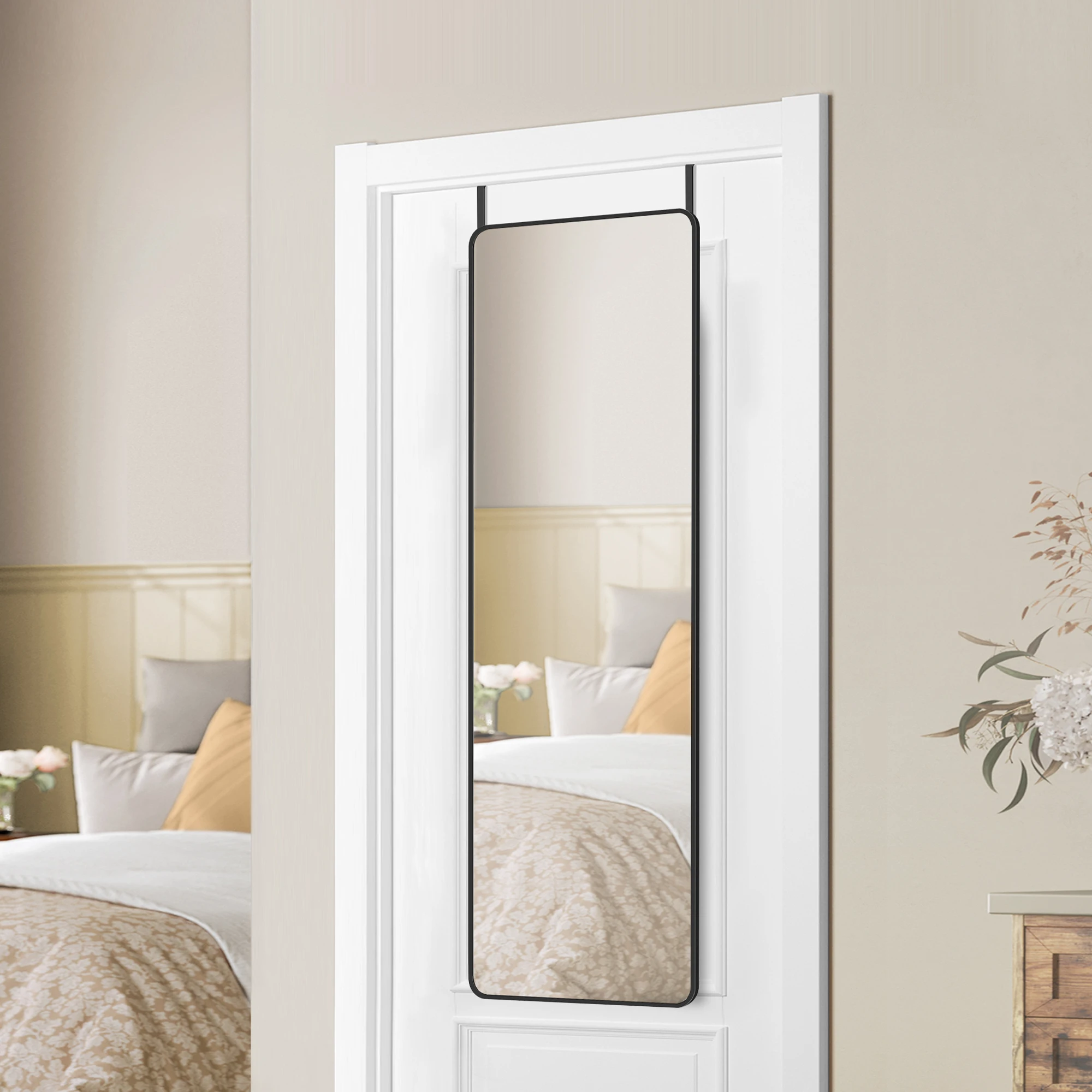 SONGMICS Ganzkörperspiegel,rechteckiger Spiegel,Wand- oder Türmontage,Rahmen aus Aluminiumlegierung,Hartglas,für Schlafzimmer