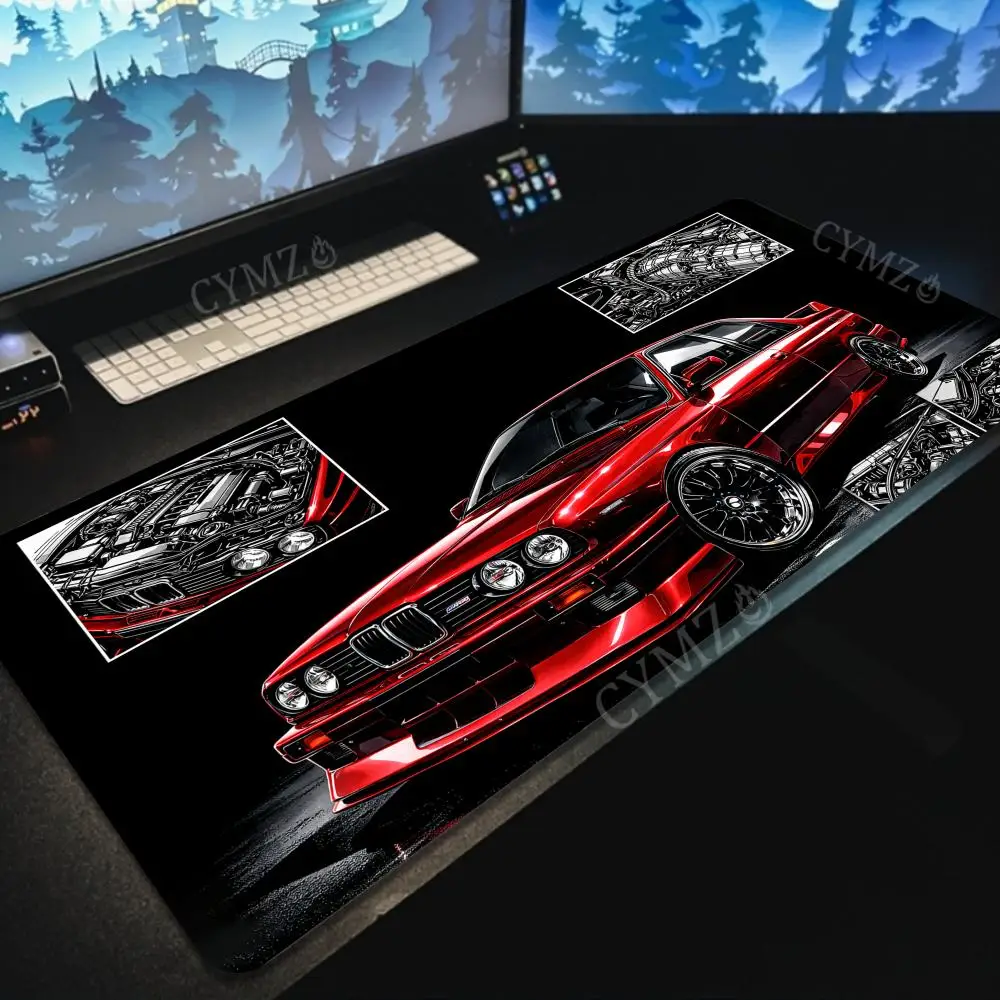 Red Classic Performance Car Mouse Pad Desk Mat Non-Slip Gaming Mats PC Accessories Keyboard Mousepad Office Carpet Extended Pad