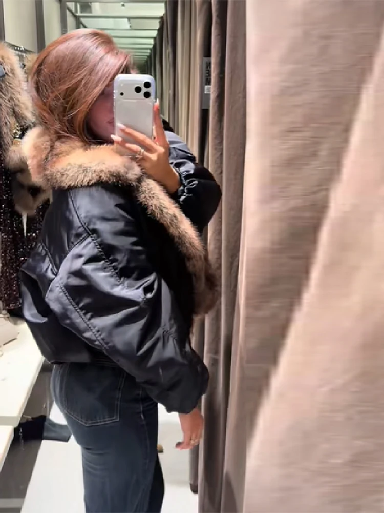 Abrigo Vintage de algodón de piel sintética para mujer, chaqueta negra holgada cálida informal elegante de manga larga, ropa de calle diaria a la moda para invierno 2025