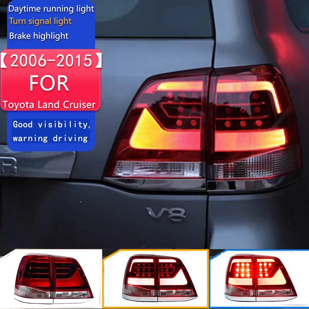 

Стайлинг автомобиля для Toyota Land Cruiser, задние фонари 2006-2015 LC200, светодиодный задний фонарь DRL, сигнальный тормоз, задний ход, автоаксессуары