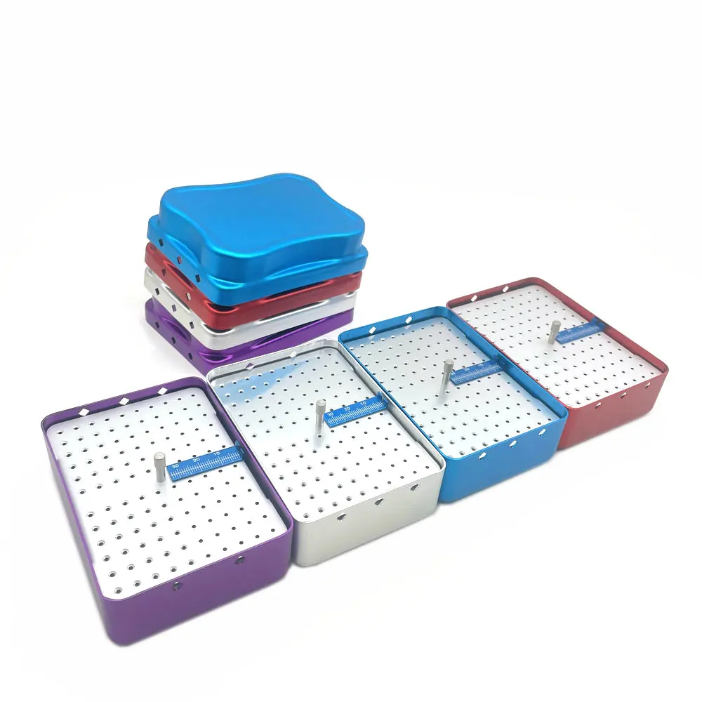 120 Holes Dental Endo File Bur Holder Block Autoclave Sterilizer Case Disinfection Box with Ruler