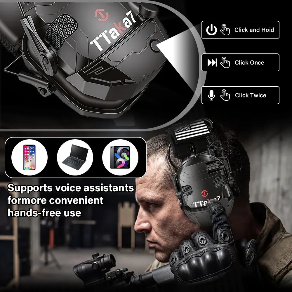 Bluetooth Tactical Electronic Anti-noise Shooting Headset Hunting Earmuffs Hands-Free Calling Hearing Protection Headset W1/W3