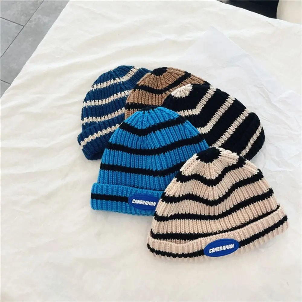 หมวกเด็กที่อบอุ่น หมวกเด็กกันลมที่สะดวกสบาย หมวกถักลายทางอเนกประสงค์ระบายอากาศได้สำหรับเด็กชายและเด็กหญิง