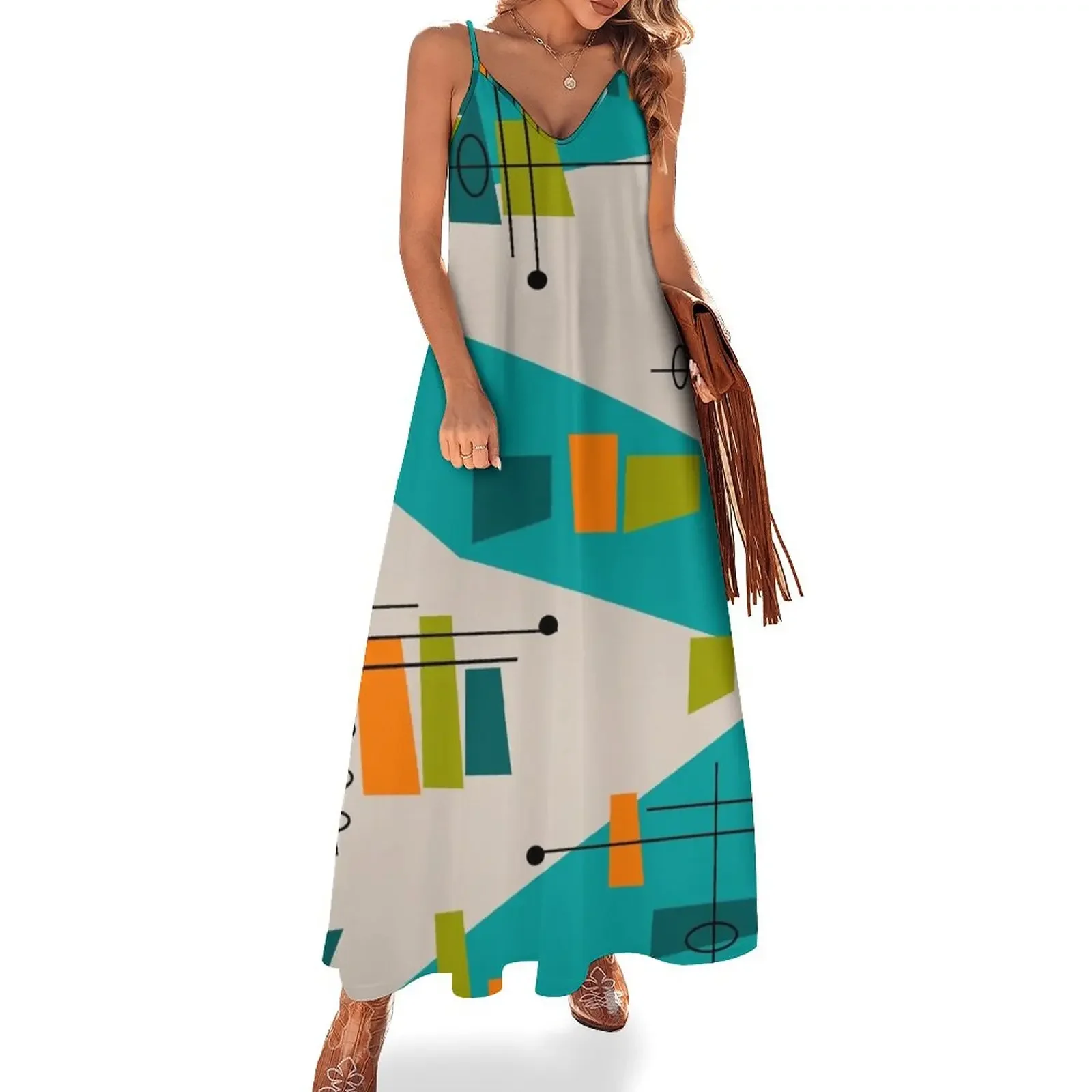 

Mid-Century Modern Abstract Space Age Sleeveless Dress dress dresses Long dresses dress for women
