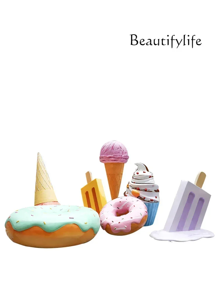 Ice Cream Mall Donut Large Sculpture Model estatuas religiosas   Dessert Shop Decoration Simulation Ice Cream