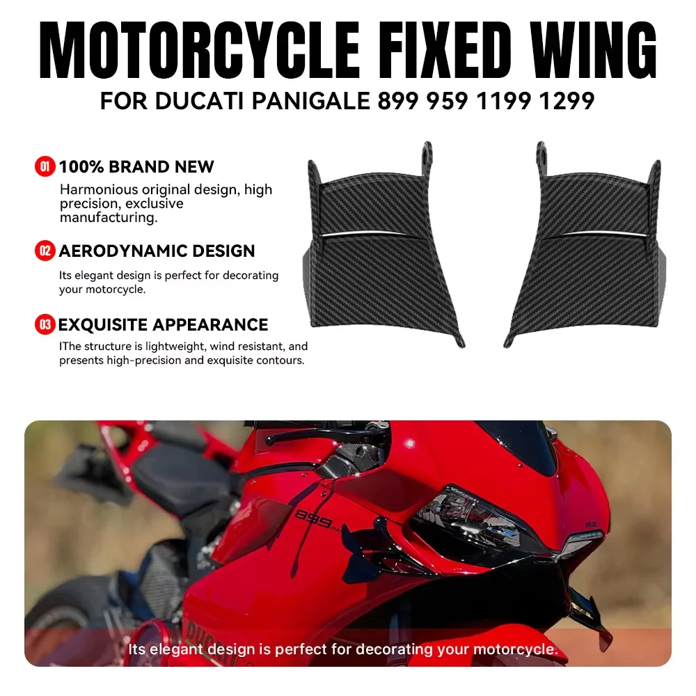 Motorrad-Verkleidungs-Spoiler mit festen Flügeln für DUCATI 899 899S 1199 1199S 1199R 959 959S 1299 1299S 1299R Seitenflügel-Luftabweiser