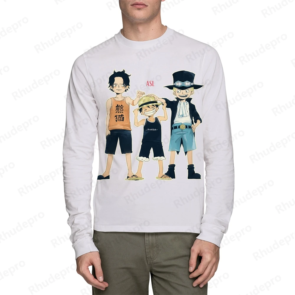 Monkey D Luffy T-Shirt Men Fashion Children Cosplay T-shirts One Piece Streetwear New Anime High Quality Clothing Long sleeve