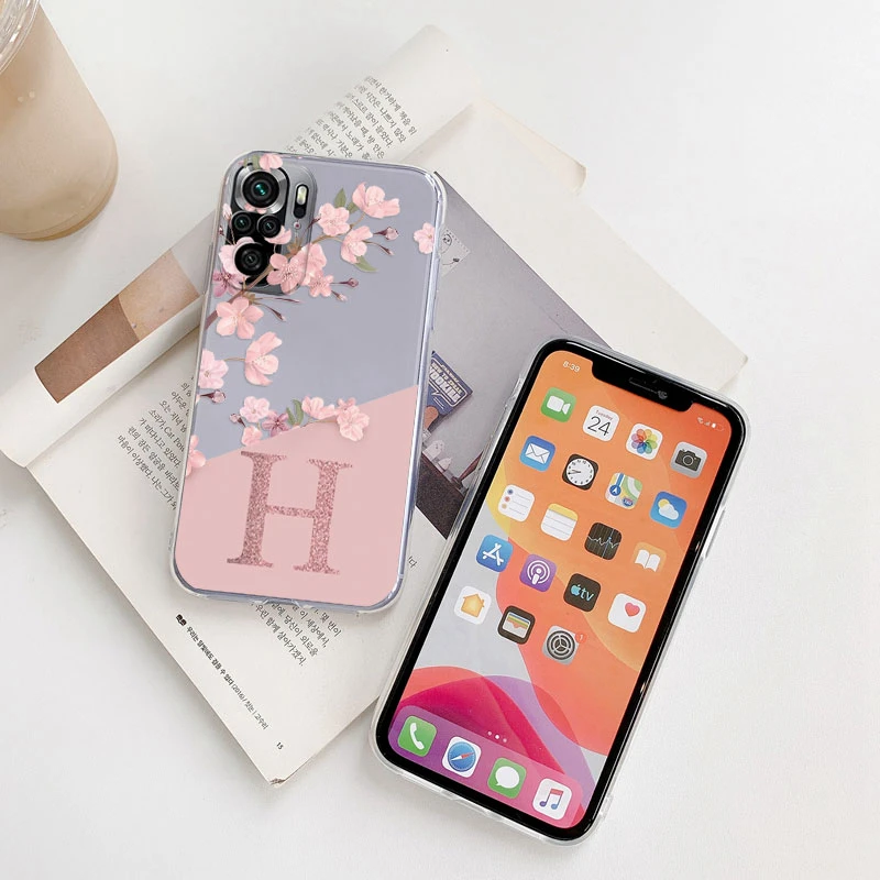 For Redmi Note 10 Pro 10S Case Soft Slim Luxury A-Z Letters Back Cover Shockproof Fundas Clear Bumper For Xiaomi Redmi Note 10