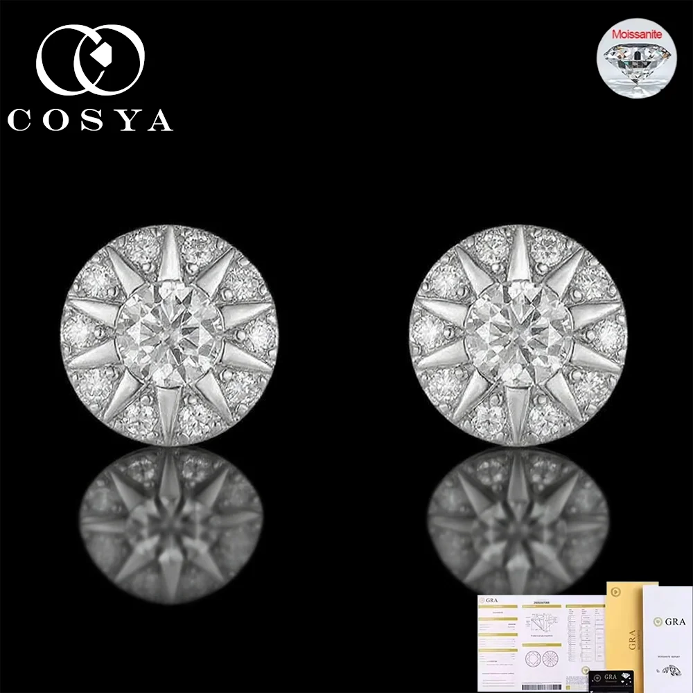 

Женские серьги-гвоздики COSAYA с муассанитом, серебро S925, серебро Sun-Flowewr, серьги-гвоздики с бриллиантами круглой огранки, подарок на день рождения, свадьбу GRA