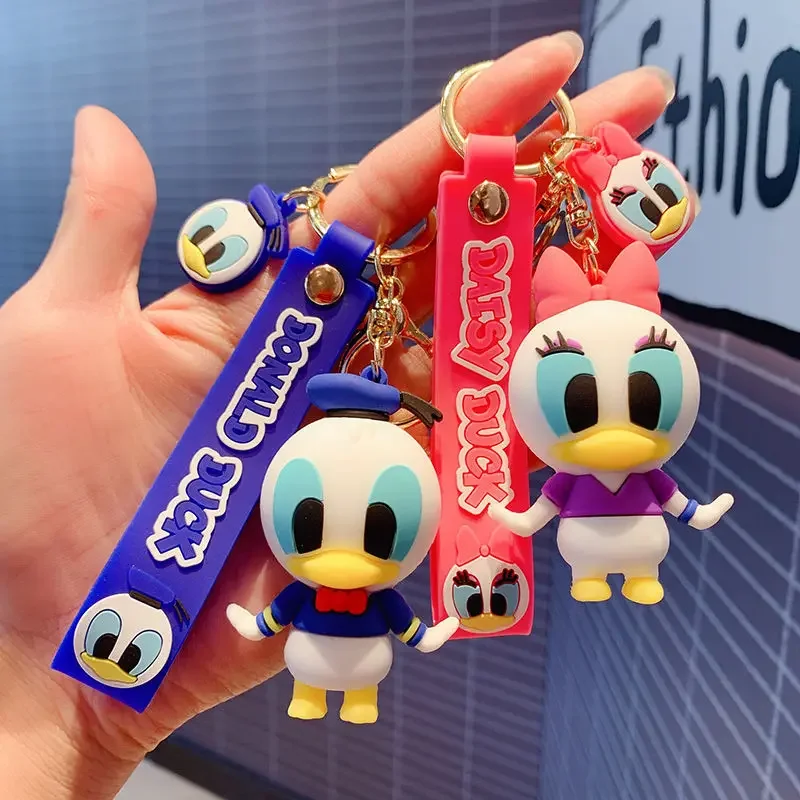 Disney Anime Mickey Keychain Cartoon Stitch Cute Minnie Keyring Student Bag Hanging All-match Car Key Chain Couple Gift