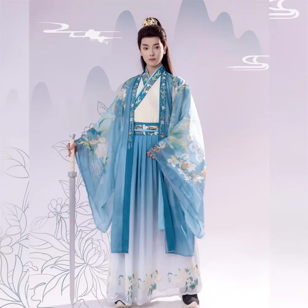 hanfu-pour-hommes-grande-taille-2xl-traditionnel-chinois-imprime-costume-de-cosplay-pour-halloween-degrade-bleu-et-gris-ensemble-de-3-pieces