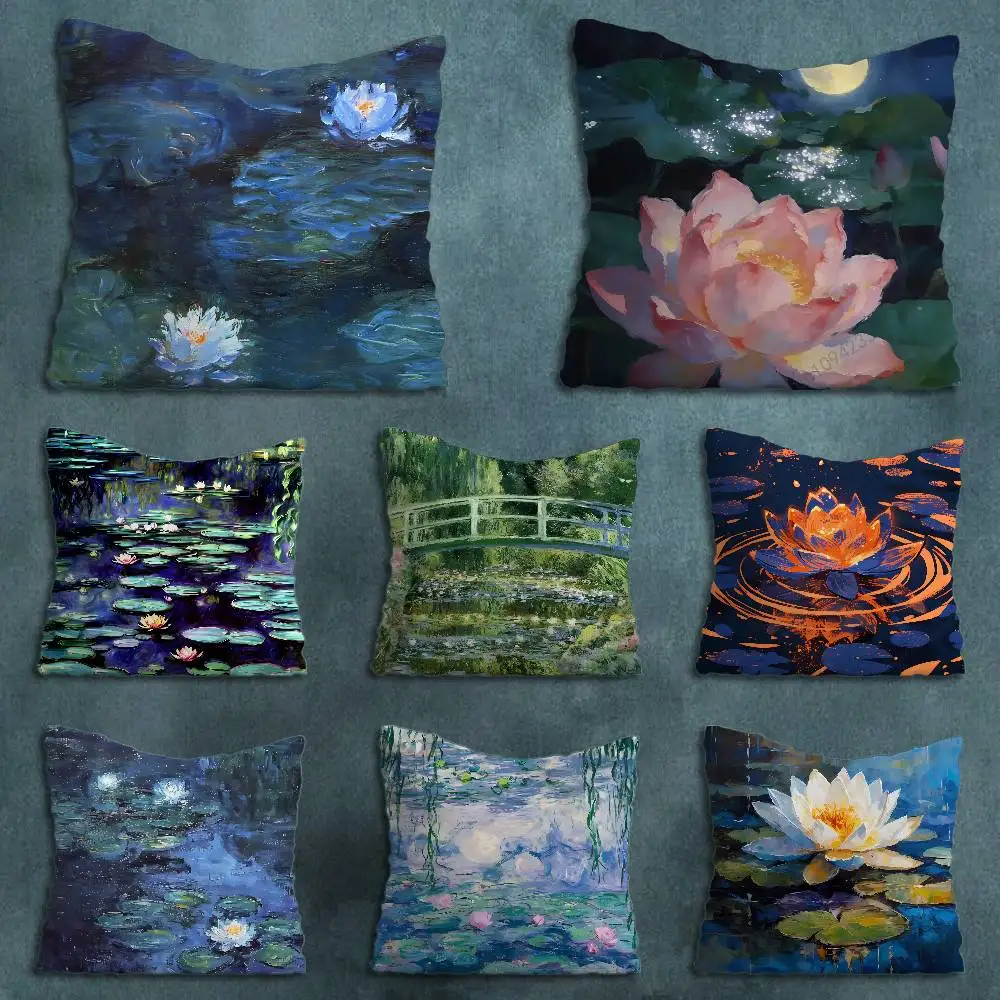 Monet water lilies Pillowcase for Sofa Room Office Decor Printing  Merchandise All-Match Cushion Cover