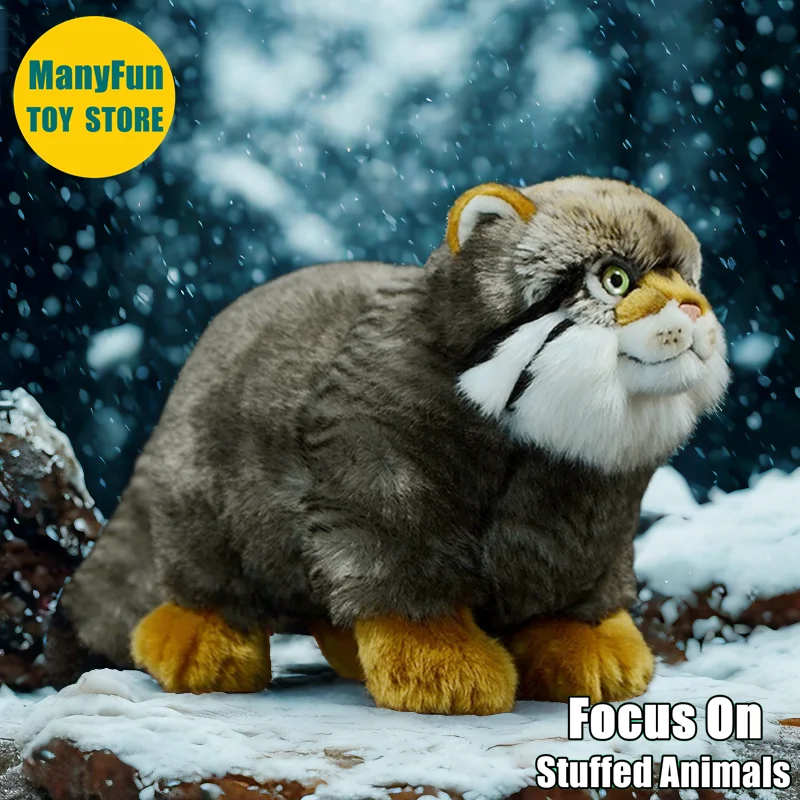 

Pallas's cat Plush Toy - Realistic Manul Stuffed Animal, Lifelike Steppe Cat Plushie, Rock Wildcat Simulation Doll Gift