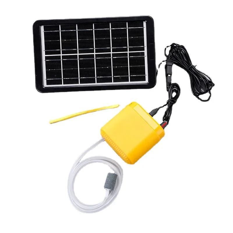 Solar Power Oxygen Pump for Aquarium Fish Tank, USB Charging, Noiseless, Outdoor Fishing, Oxygen Machine