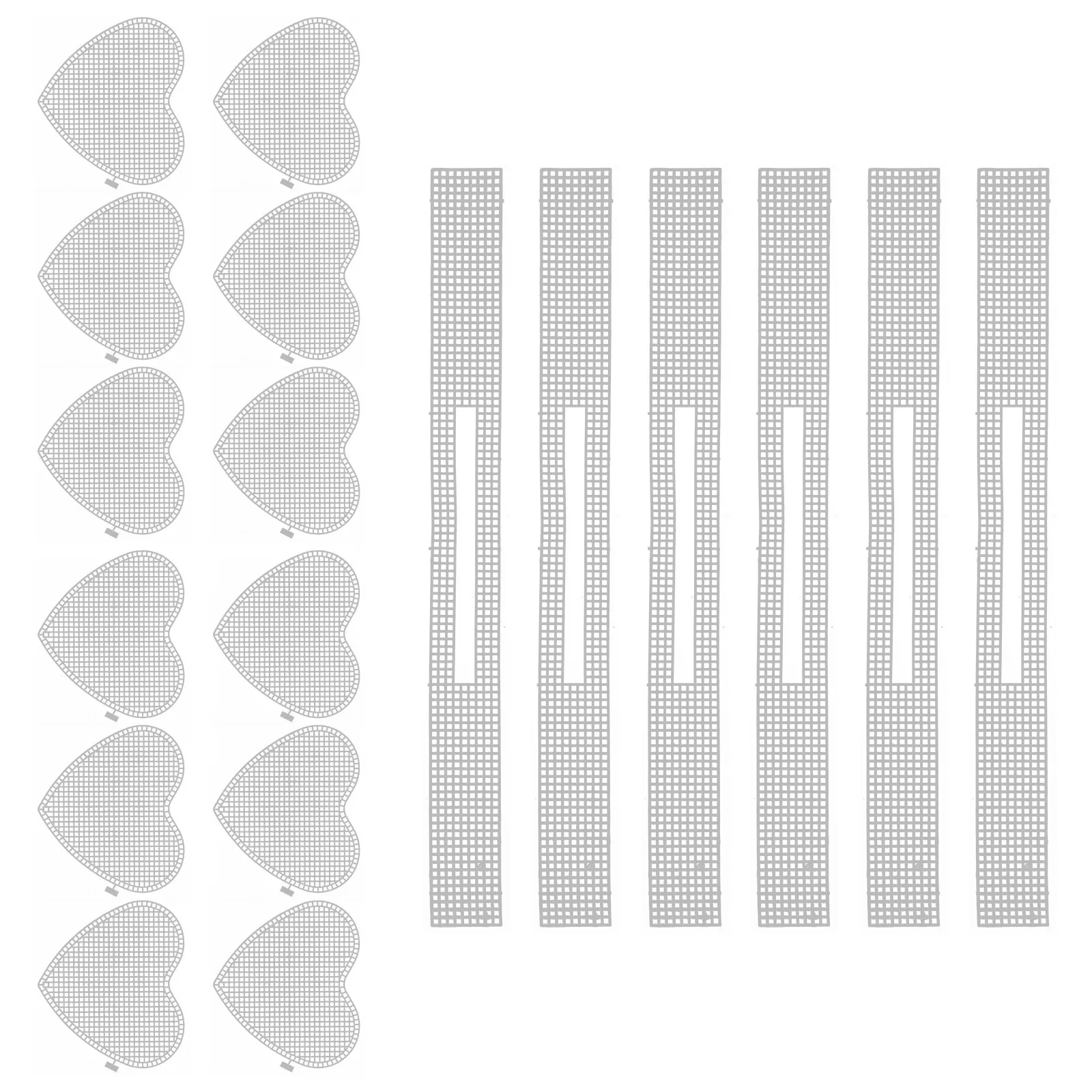 6Sets White Plastic Mesh Sheets Heart-Shaped Crochet Bag Bottom Base Handbag Shaper Pad Round Bag Bottom for DIY Tote Basket