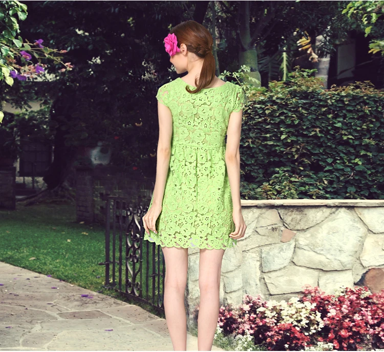 Girl Green Bridesmaid Dresses Short Prom Dresses Wedding Party Robe Knee-Length Lace Graduation Gown