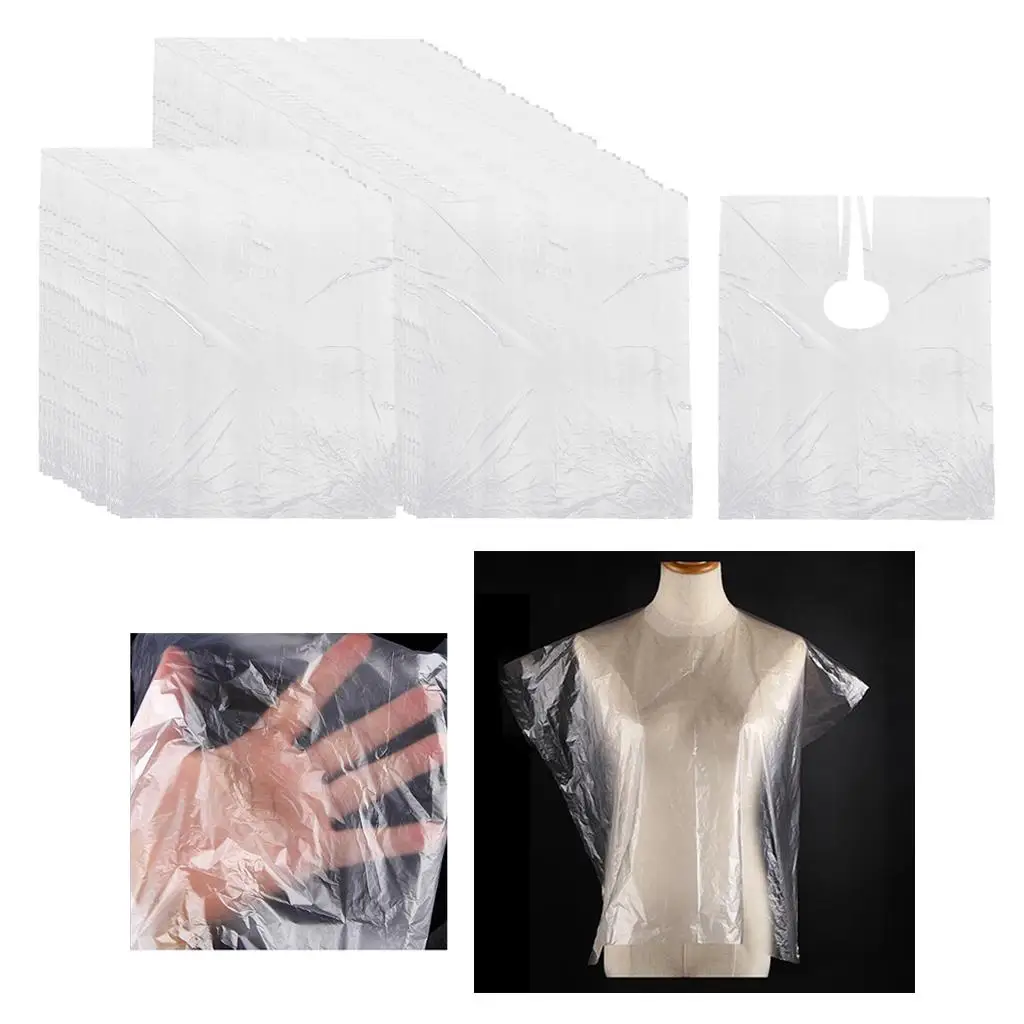 

Salon Barber Shop Capes Apron Hairdressing Accessories PE Disposable Waterproof Cape for Professional Hairdresser Home