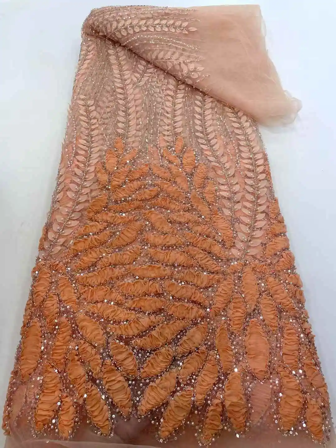 African Sequins Lace Fabric Beads High Quality Luxury French Flower Net Embroidered For Nigeria Dress Sew