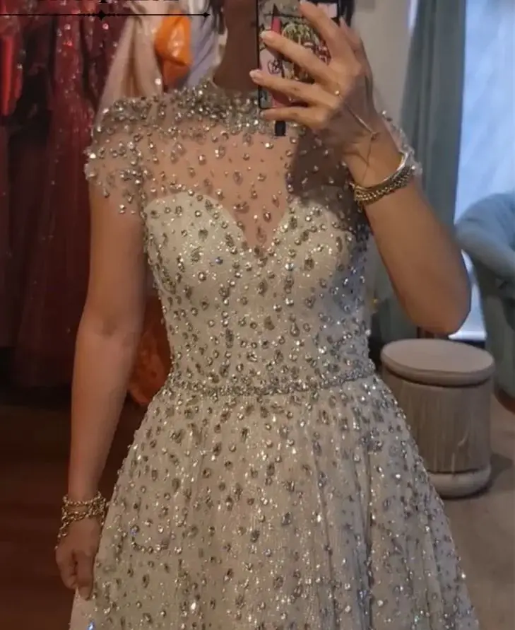 Aenyrst Haute Couture Prom Dresses Exquisite Rhinestones Evening Dresses Luxury Arabic Dubai Dress Wedding Guest Dresses image 2