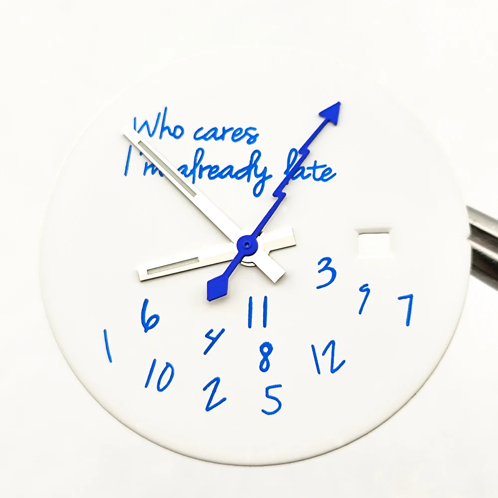 

NH05 Dial Who Cares Lt's Already Late Watch Dial Modified 24.5mm Dial "Who Cares, I'm Already Late" Dial Blue text dial