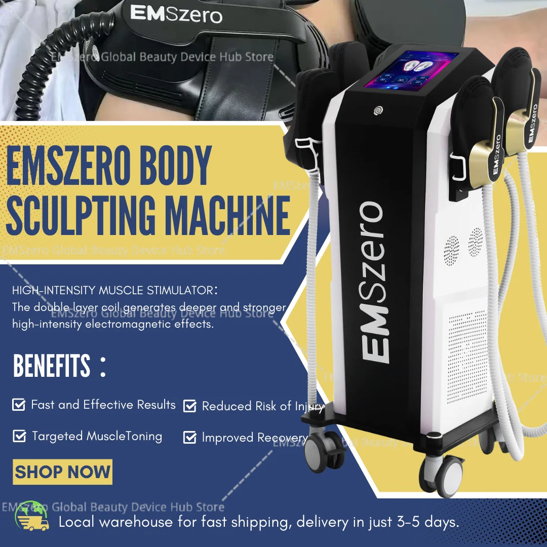 EMSzero 200Hz 6500W EMS Body Sculpt Machine Body Slimming Muscle Building Electromagnetic Stimulation Beauty Salon