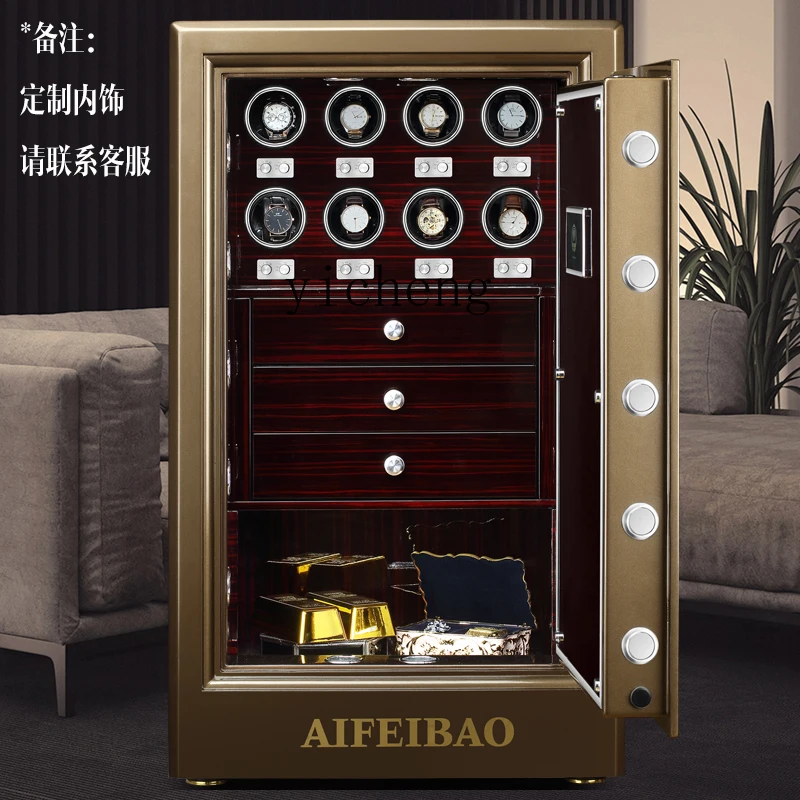 TQH Mesita de noche antirrobo totalmente de acero con huella dactilar + contraseña segura inteligente de alta gama para oficina en casa