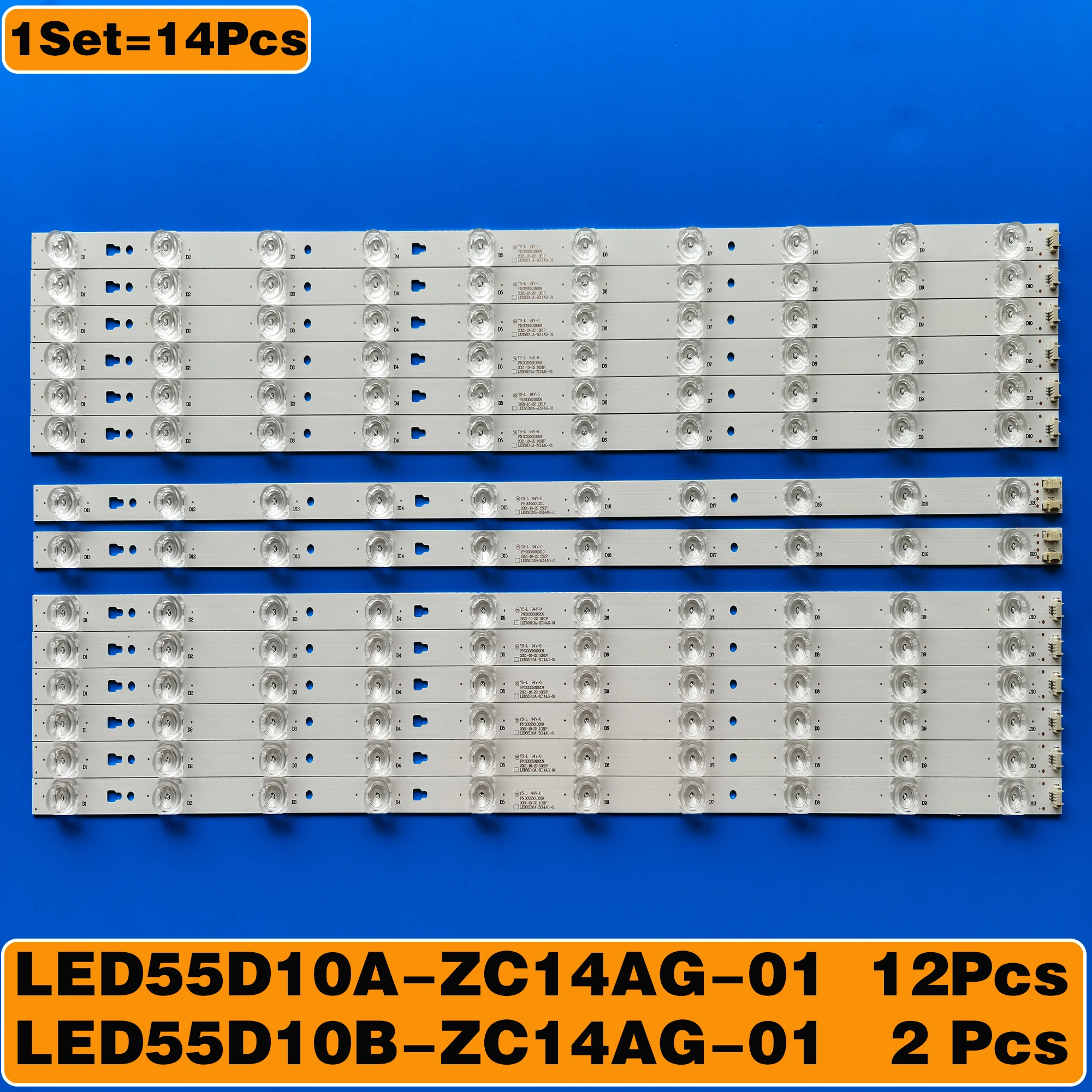 14pcs LED backlight bar For LT-55UE76 LS55H510X H55V6000 TF-LED55S37T2SU LED55K36U LED55K35U LC546PU1I01 LS55AL88U71 LED55D10A B