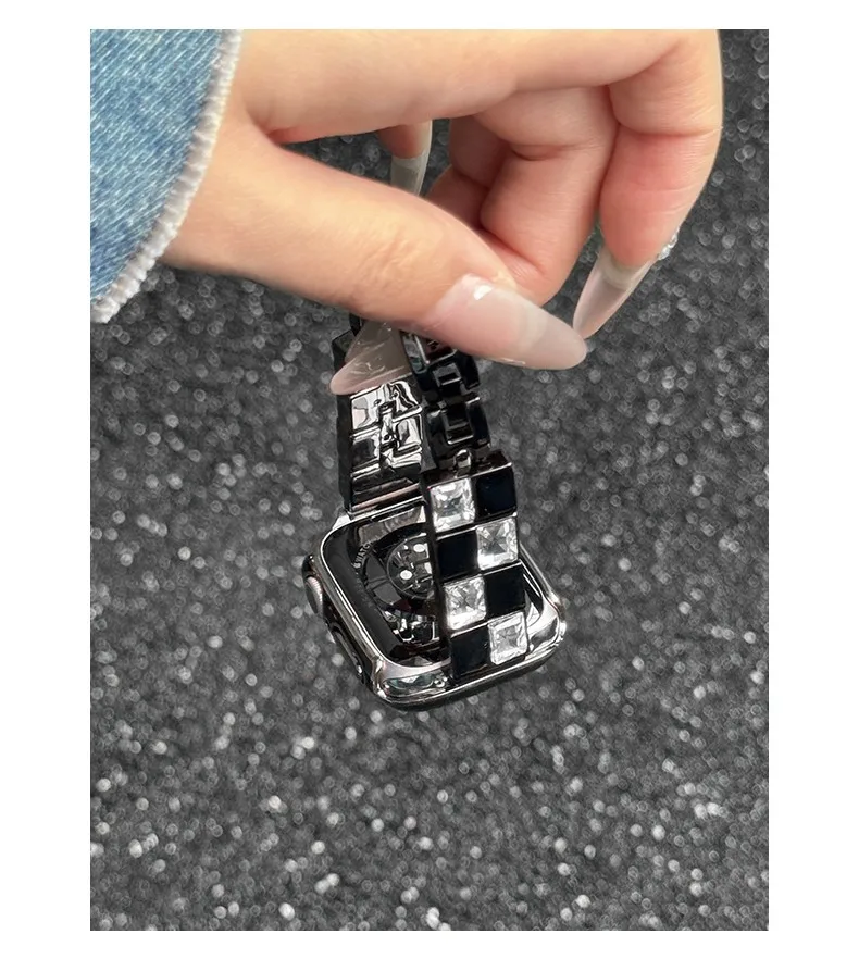 

Ice set diamond metal compatible iWatch strap 38mm 40mm 41mm 42mm 44mm 45mm 49mm fashionable strap
