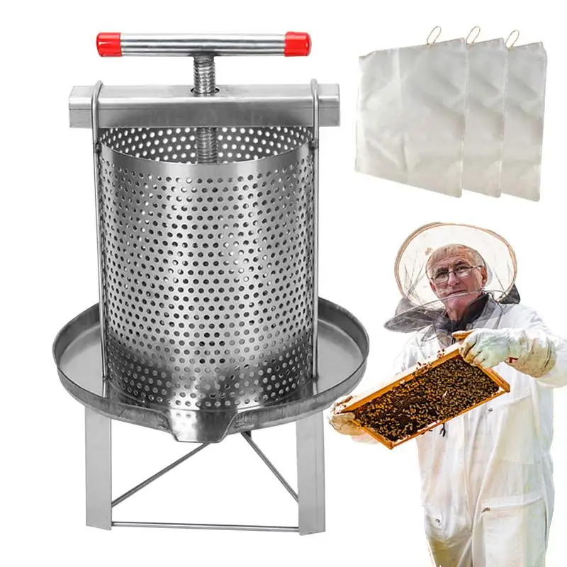 Manual Honey Juice Extractor Stainless Steel Beekeeping Extractor Honeycomb Drum Spinner Rustproof Thickened Manual HoneyPresser