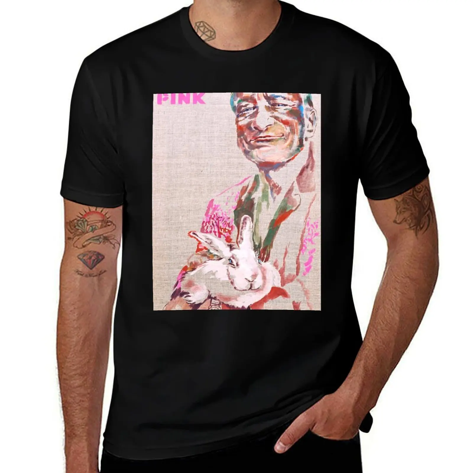 

HUGH HEFNER & RABBIT T-Shirt t shirt custom print man graphic t shirt mens graphic t shirts T-shirt